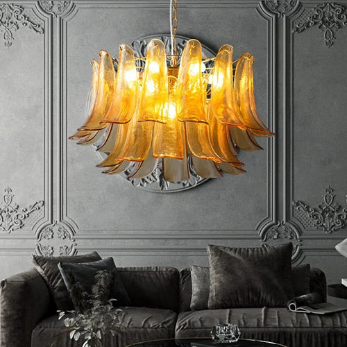 AiPaiTe lustre en verre LED scandinave pour salon salle à manger chambre lustre en verre ambre vintage américain - vue 3 sur 14
