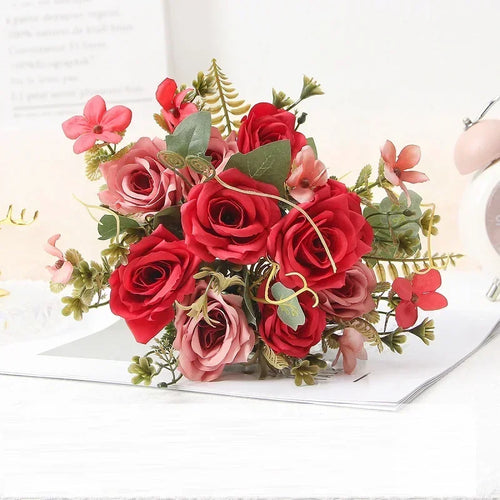 bouquet de roses artificielles pour décoration et cadeau de fête - vue 6 sur 13