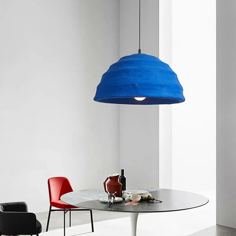 Designer Wabi Sabi Bar Decoration Handmade Pendant Light Nordic Restaurant Chandelier Minimalist Klein Blue Bedroom Bedside Lamp - vue 4 sur 8