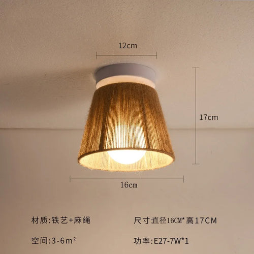 plafonnier en corde de chanvre style japonais rétro pour intérieur accueillant