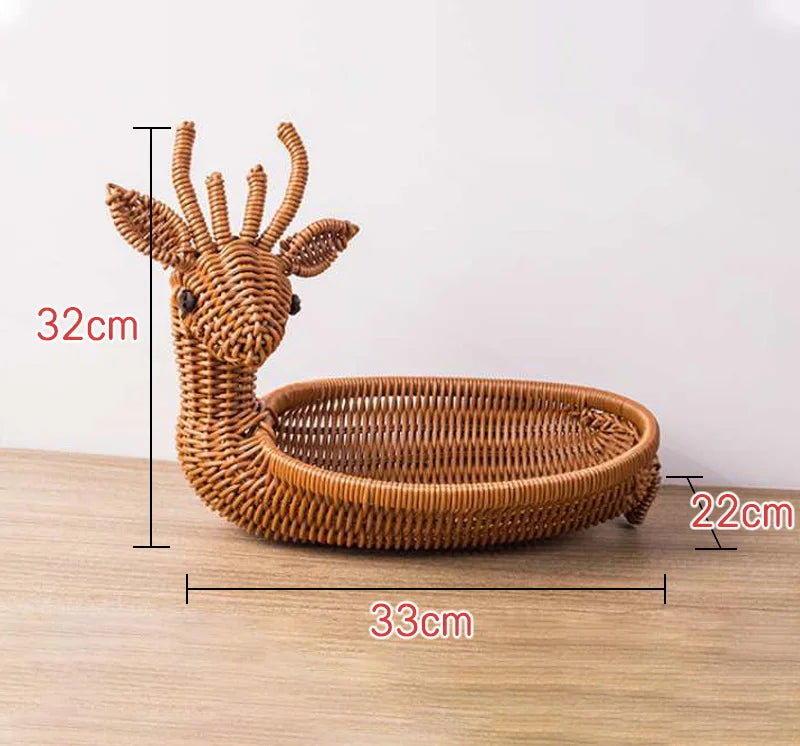 panier de rangement en rotin tissé style animal fait main - vue 12 sur 29