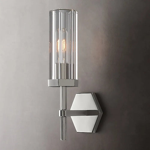 applique murale led de luxe américaine avec abat-jour en cristal et métal doré - vue 12 sur 11