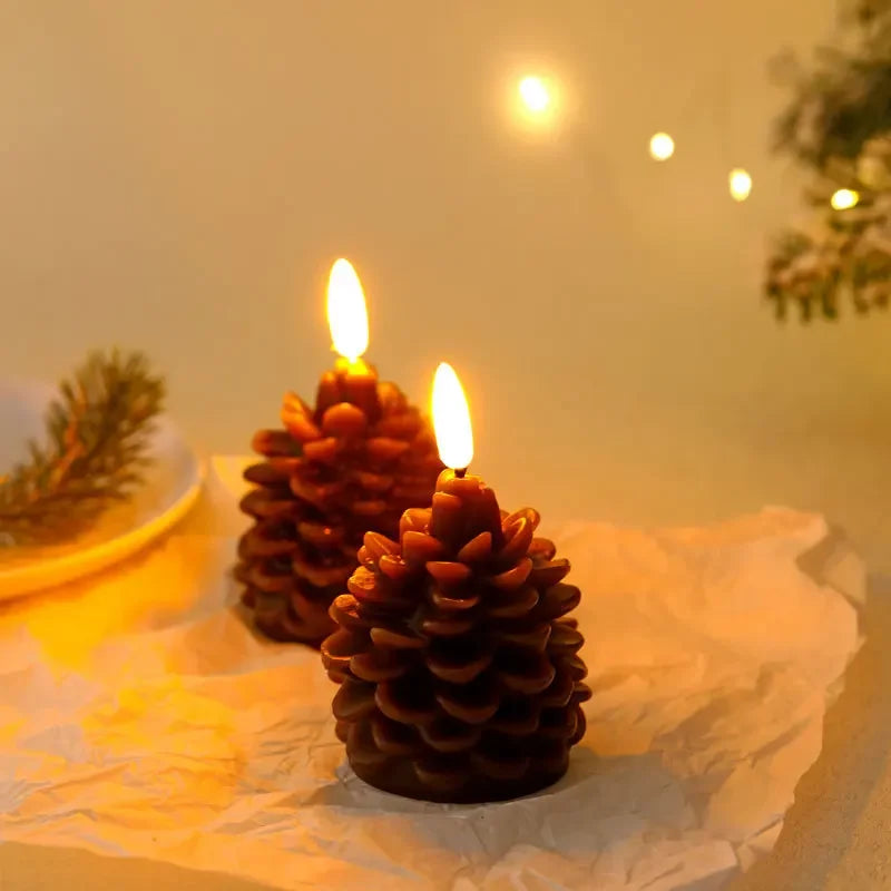 bougie led pomme de pin sans flamme pour décoration intérieure festive - vue 1 sur 7