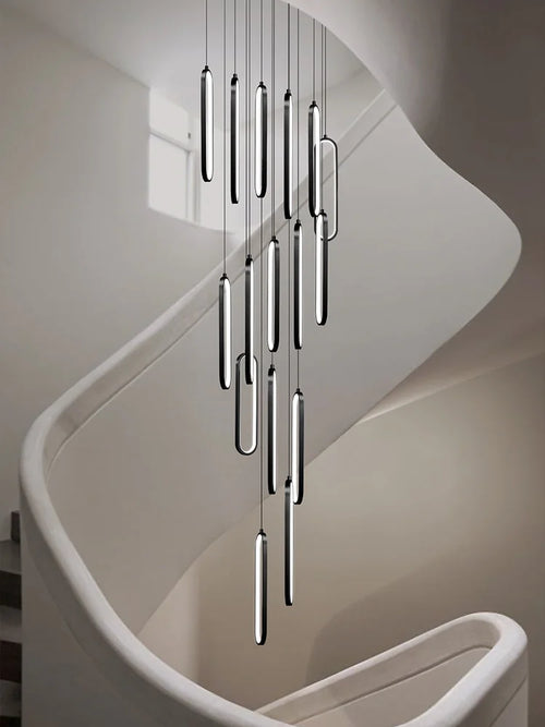 lustre ovale led minimaliste pour duplex hôtel penthouse - vue 2 sur 18