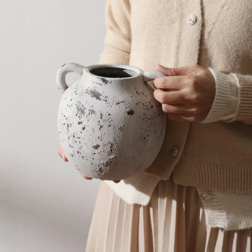 vase en céramique rétro pour fleurs séchées décoration maison artisanale - vue 3 sur 7
