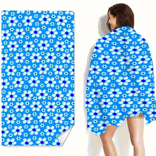 Serviette de plage microfibre motif floral vintage multiusage - vue 3 sur 7