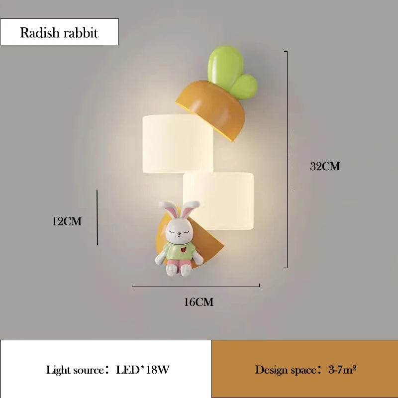 applique murale led en forme de lapin panda pour enfant - vue 6 sur 7