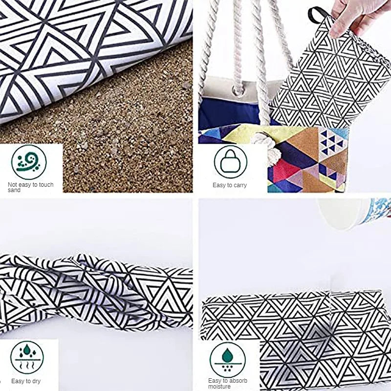 Serviette de plage sechage rapide compacte motif floral - vue 6 sur 7