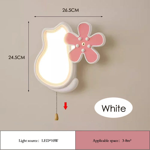 applique murale mignonne avec chat et fleur pour enfant - vue 10 sur 9