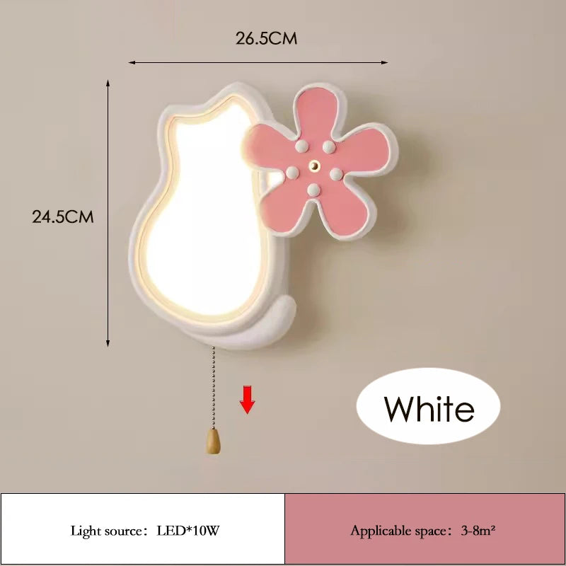applique murale mignonne avec chat et fleur pour enfant - vue 9 sur 9