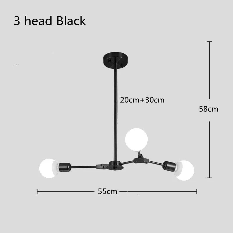 lustre moderne spoutnik satellite lampe suspendue 3 6 9 branches - vue 10 sur 12