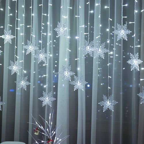 guirlande lumineuse led flocons de neige pour décorations de fête et Noël - vue 3 sur 12