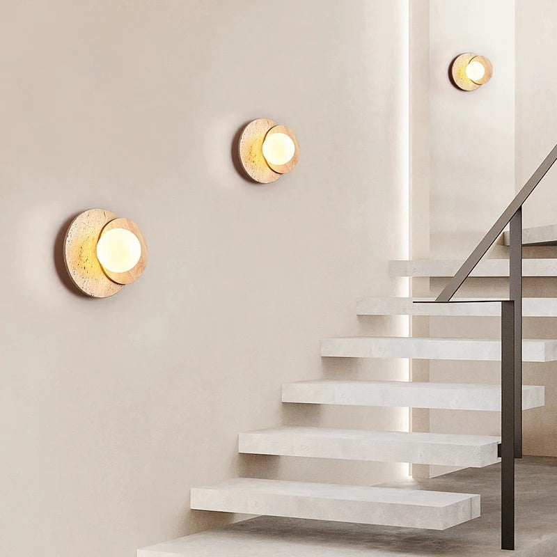 Applique murale design ronde Led Style pierre couleur crème - vue 4 sur 7