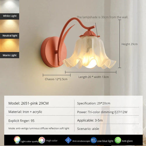 applique murale led moderne en forme de fleur décorative pour intérieur - vue 9 sur 8