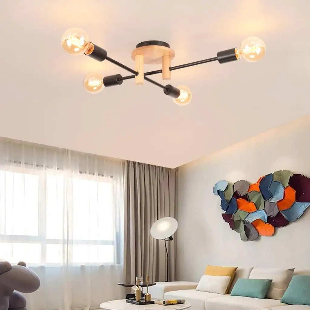 lustre moderne en bois pour décoration intérieure suspendue - vue 4 sur 9