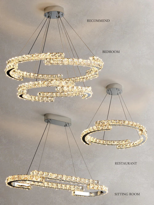 lustre led en cristal design luxe pour décoration intérieure - vue 6 sur 14