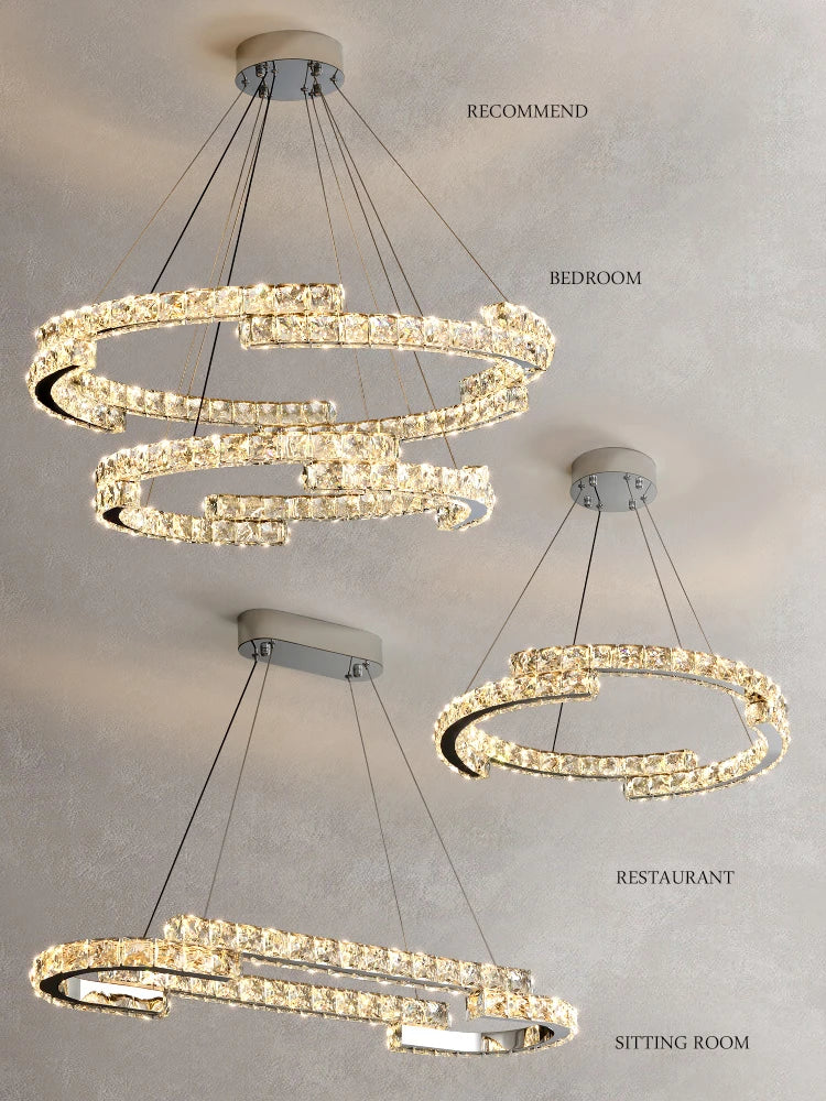 lustre led en cristal design luxe pour décoration intérieure - vue 5 sur 14