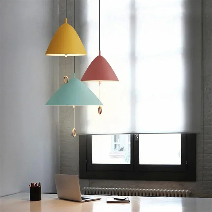 Denmark Designer Pendant Lamp Macaron Suspension Dinning Room Bedroom Ceiling Hanging Pull Switch Light Fixtures - vue 4 sur 10