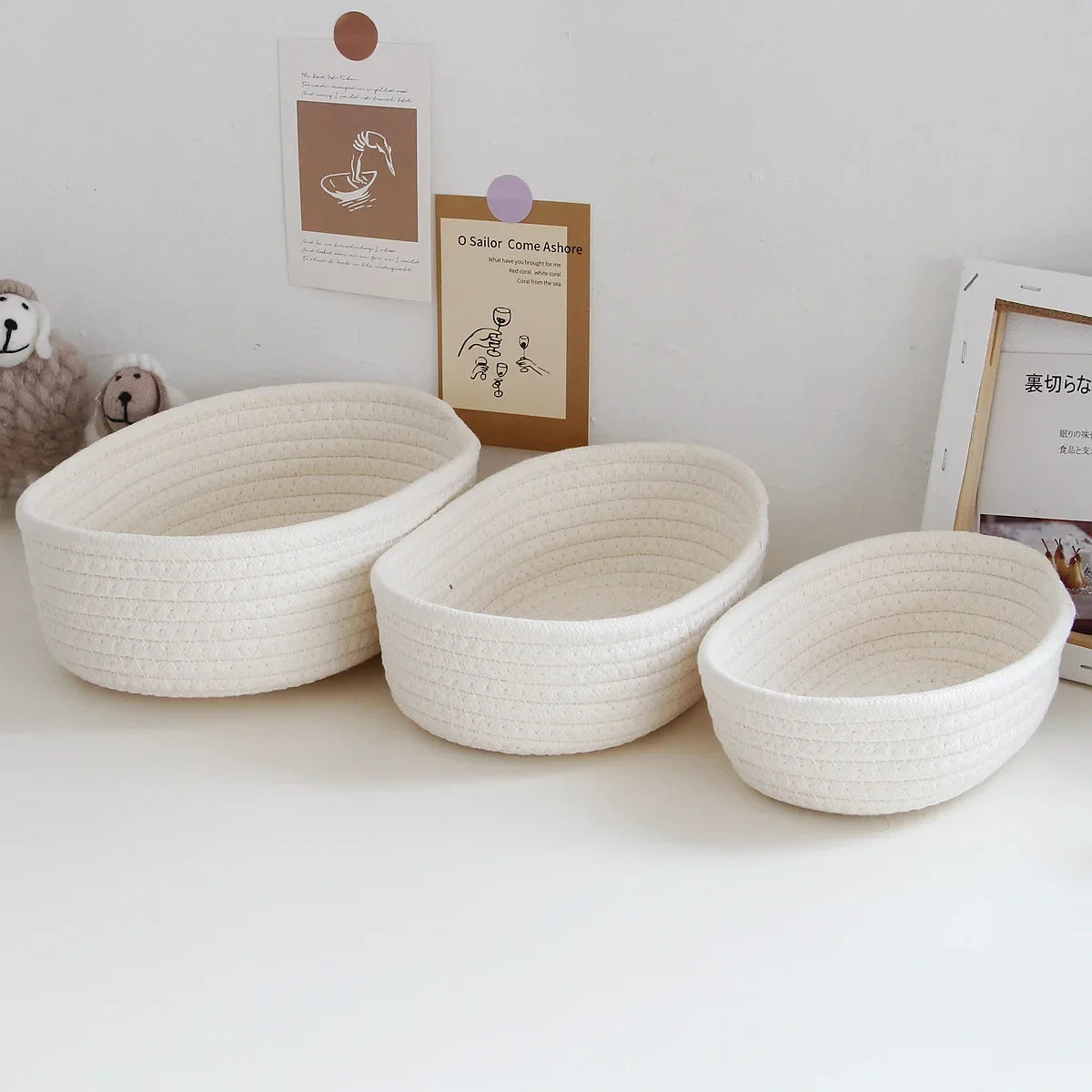 paniers en corde de coton pour rangement et organisation des objets - vue 7 sur 13