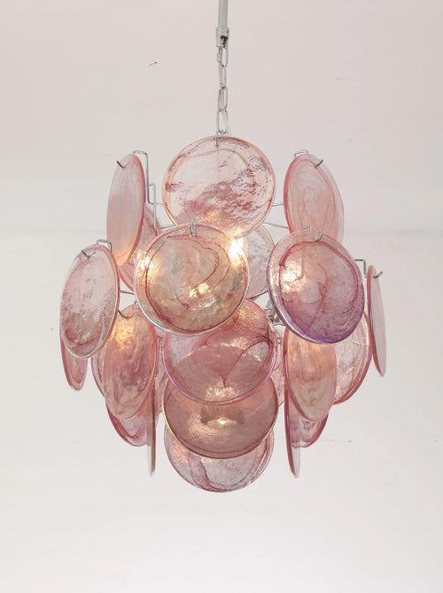 lustre suspendu en verre coloré fait main en italie - vue 3 sur 5
