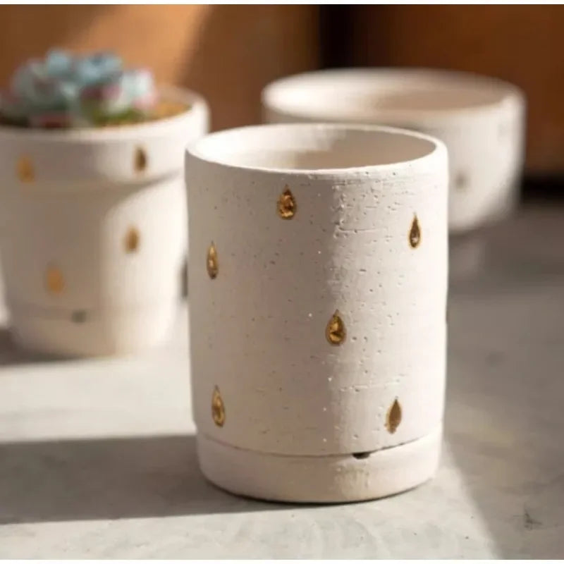 pot de fleurs en céramique pour succulentes style nordique - vue 6 sur 10