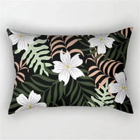 housse de coussin décorative motif feuilles tropicales vertes 30x50 cm