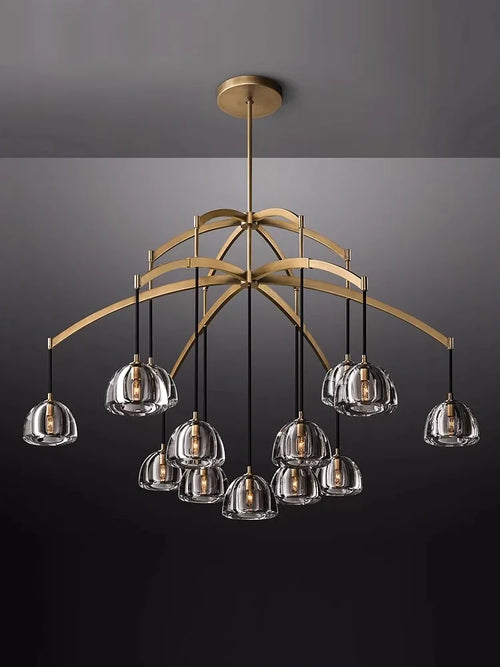 lustre vintage en cristal et cuivre pour éclairage élégant - vue 2 sur 13