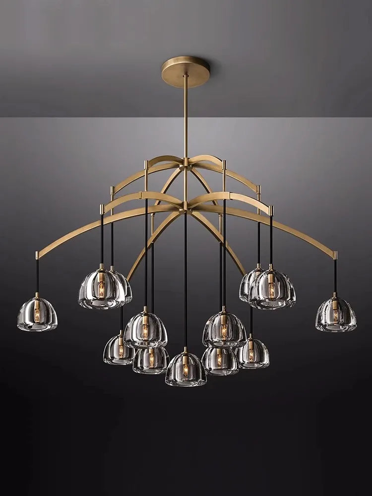 lustre vintage en cristal et cuivre pour éclairage élégant - vue 1 sur 13