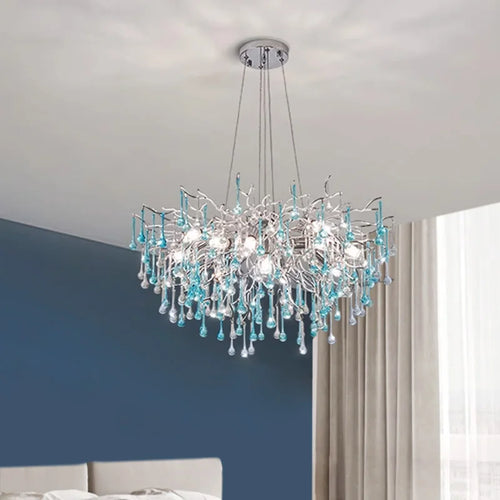 lustre moderne en verre bicolore style postmoderne avec led - vue 2 sur 12