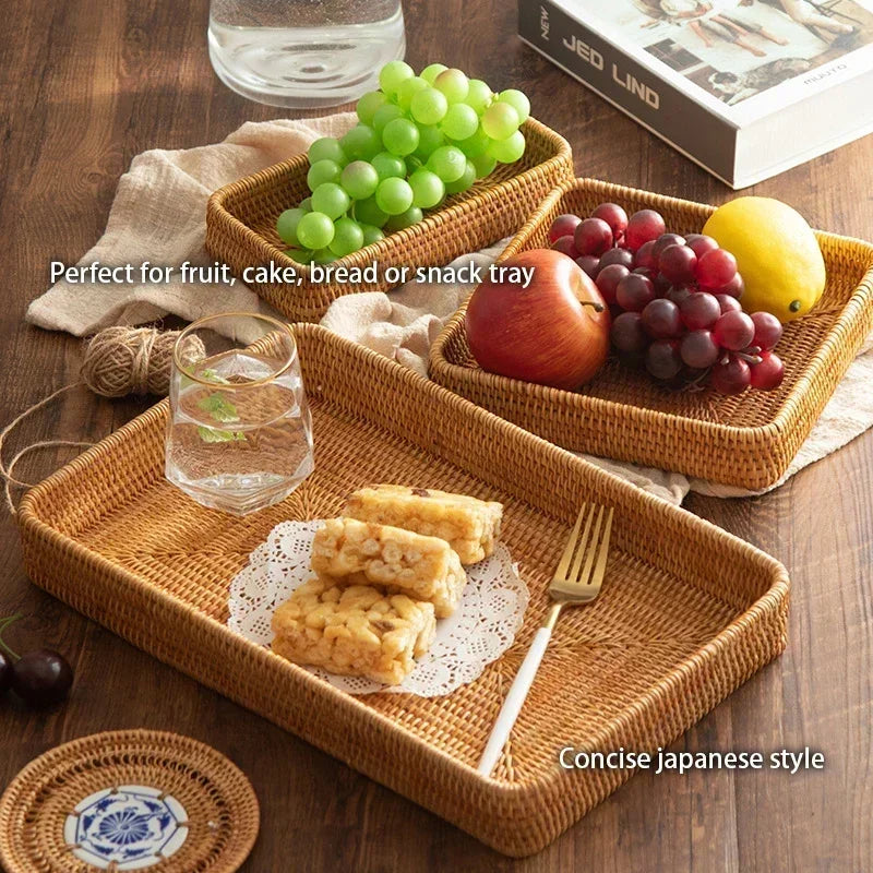 panier de rangement tissé en rotin pour cuisine et pique-nique - vue 6 sur 22