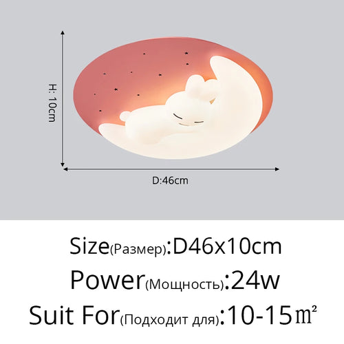 plafonnier led design nordique en forme de lapin luminaire décoratif d'intérieur - vue 17 sur 18