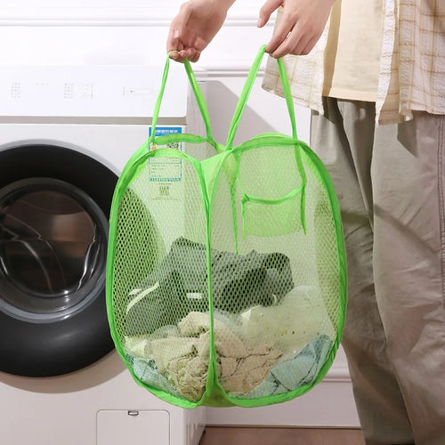 panier pliable pour tri de linge sale en maille - vue 4 sur 8