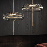 suspension design post-moderne en verre effet ondulation luxe