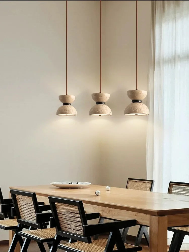 lampe de chevet en travertin style japonais wabi-sabi décoration moderne - vue 5 sur 7