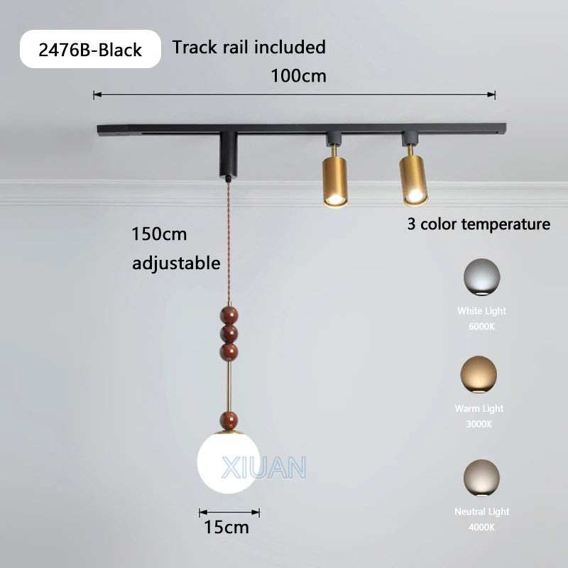 table à manger wabi-sabi rétro éclairage led sur rail - vue 9 sur 17