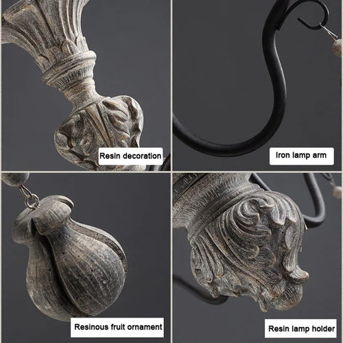 Style américain Rural rétro Style français lustre nostalgique salon chambre lampe fer Art Style européen lampes suspendues - vue 8 sur 8