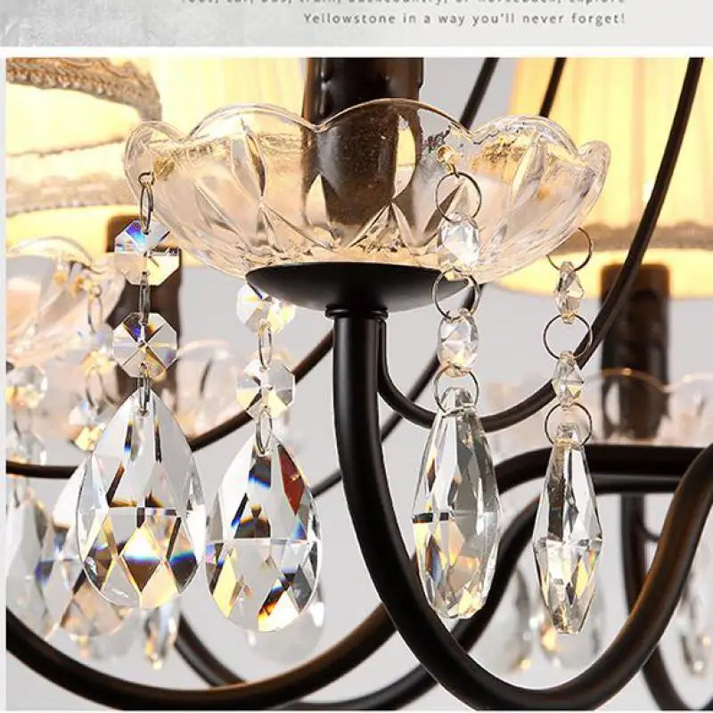 lustre rétro en fer et cristal style américain créatif - vue 6 sur 12