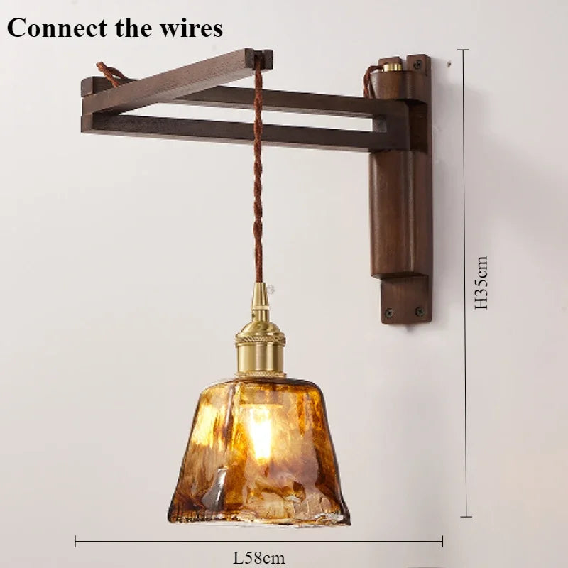 lampe moderne en bois de noyer avec lumière led décorative - vue 9 sur 21