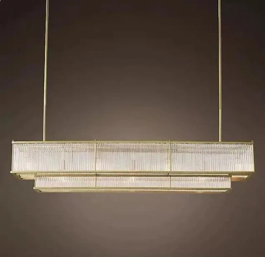 lustre led style loft américain en métal et tubes de verre - vue 10 sur 14