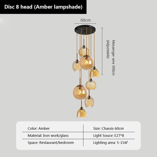 suspension led moderne design boule de verre pour restaurant bar - vue 18 sur 23