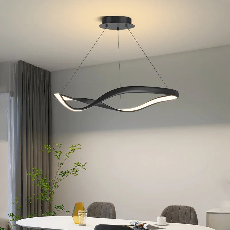 lustre moderne simple anneau irrégulier cordon réglable décoratif - vue 3 sur 21