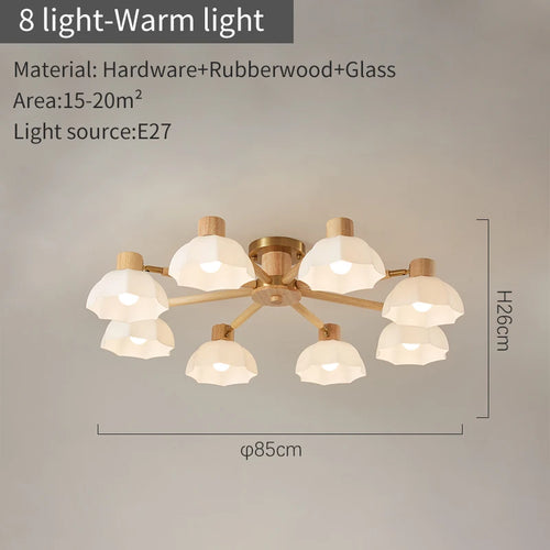 Plafonniers nordiques en bois de caoutchouc avec lampadaires en verre pour salon moderne blanc chaud lumière froide Lustres chambre lampara - vue 13 sur 12