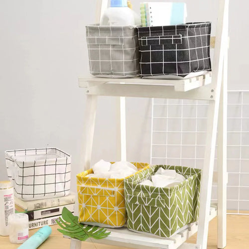 panier de rangement en lin pour bureau et jouets - vue 5 sur 10