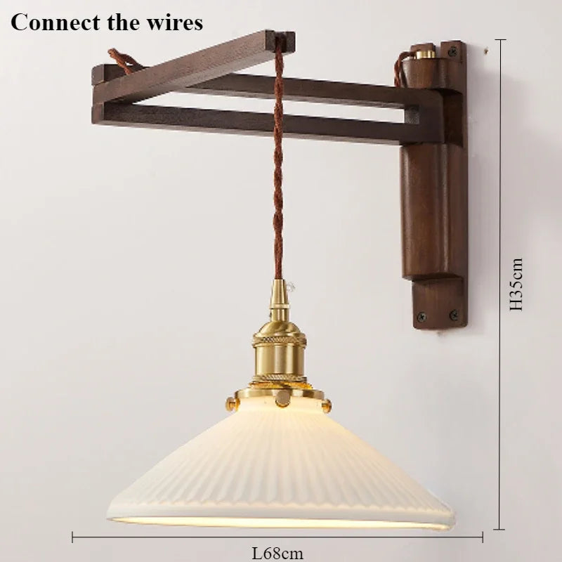 lampe moderne en bois de noyer avec lumière led décorative - vue 12 sur 21