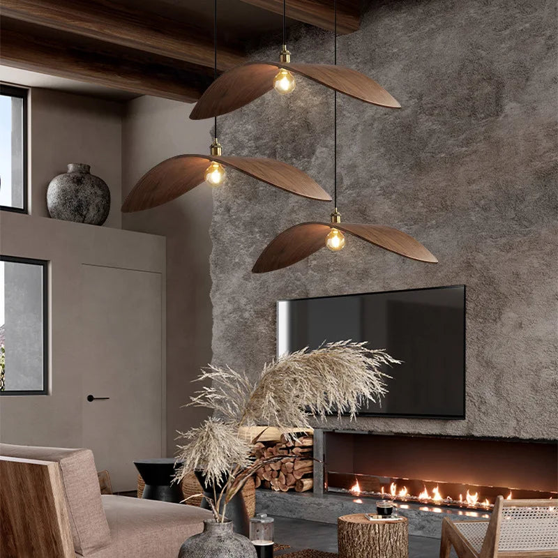 Suspension Imitation bois lampe de salle à manger cuisine Restaurant Bar lampe suspendue chapeau de paille décor à la maison luminaires E27 - vue 5 sur 10