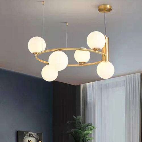 lustre nordique en verre avec cordon réglable pour décoration maison - vue 3 sur 13
