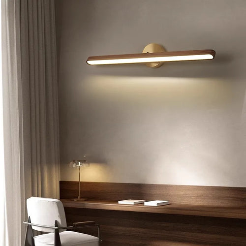 Walnut Wood Makeup mirror light, Vanity light, Wabi-sabi Modern style, Wall sconce lighting for Bathroom, Bedroom, Study - vue 5 sur 7