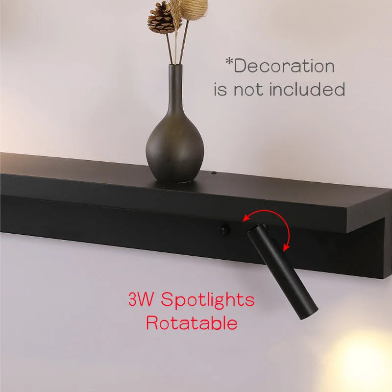 Applique murale de chevet avec étagère 3W - vue 3 sur 14