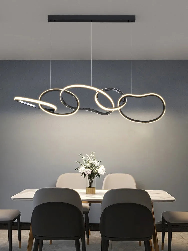 lustre Simple moderne île Restaurant suspension nordique luxe créatif en acier inoxydable galvanisé suspension - vue 4 sur 10