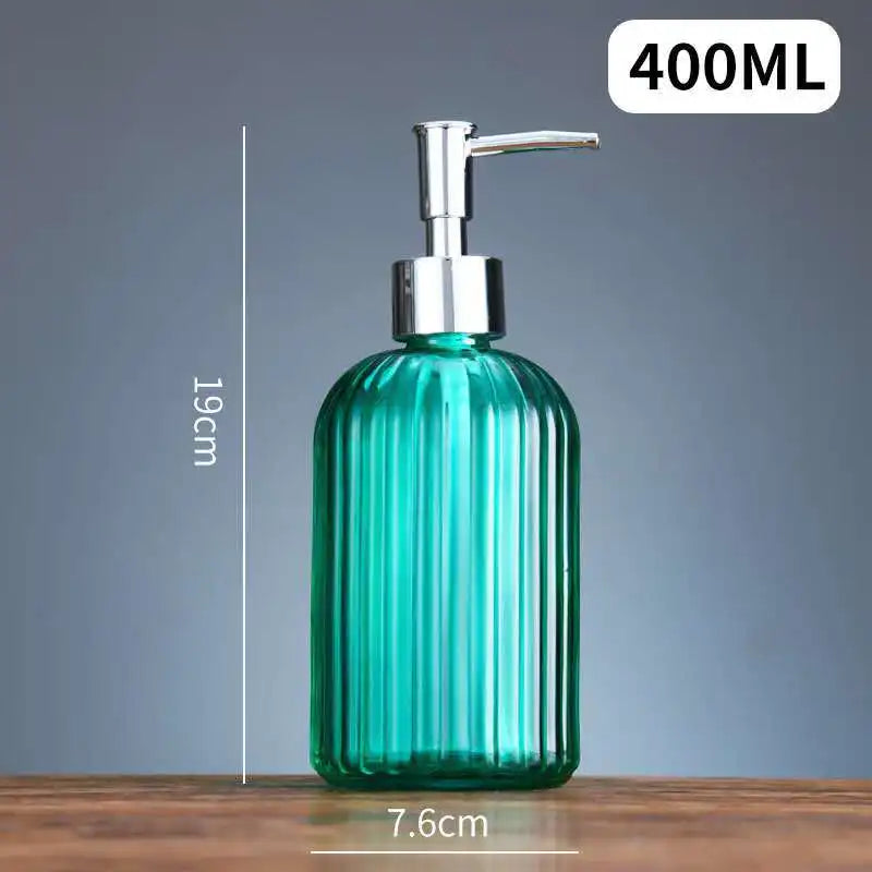 distributeur de savon liquide en verre portable pour salle de bain - vue 8 sur 17